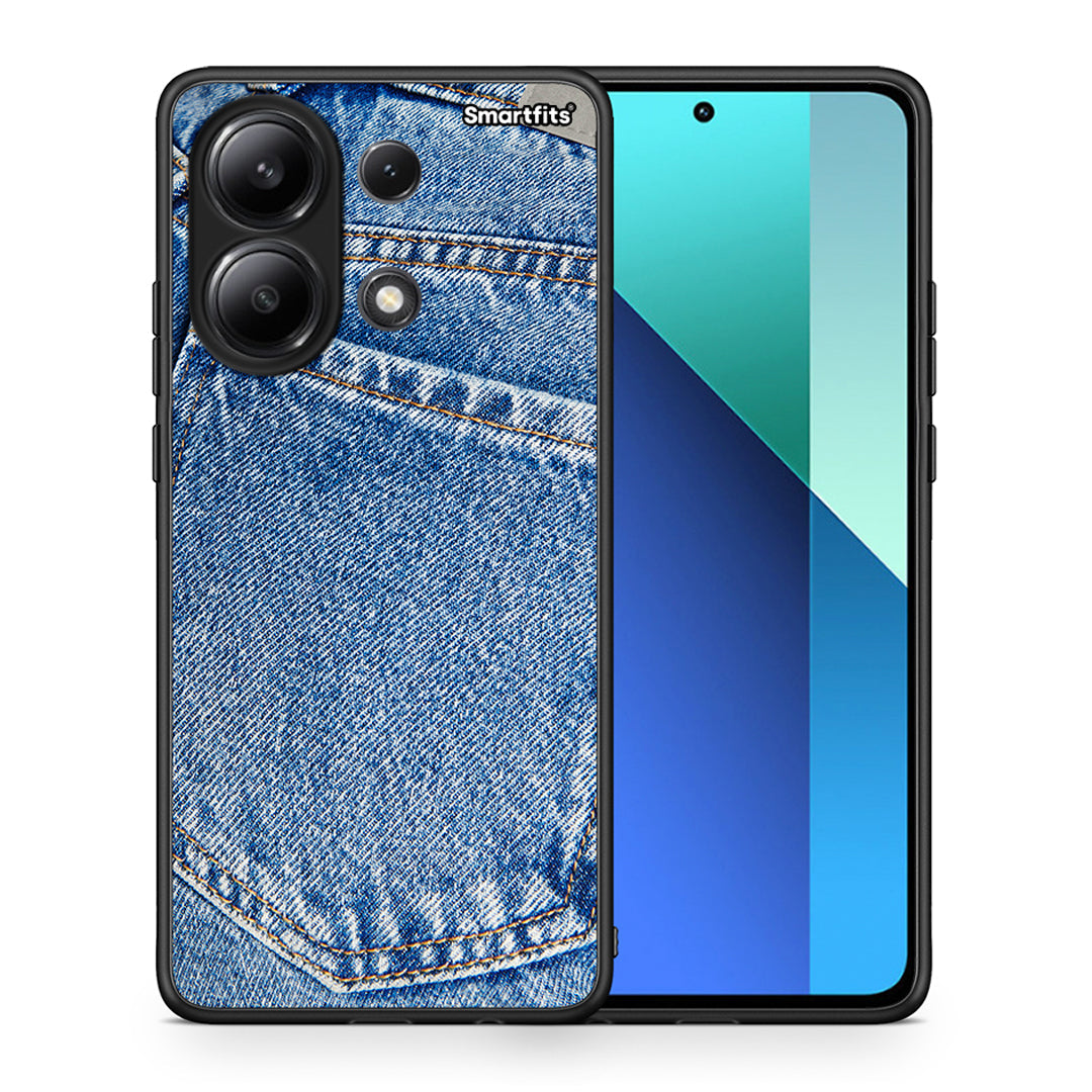 Θήκη Xiaomi Redmi Note 13 4G Jeans Pocket από τη Smartfits με σχέδιο στο πίσω μέρος και μαύρο περίβλημα | Xiaomi Redmi Note 13 4G Jeans Pocket case with colorful back and black bezels