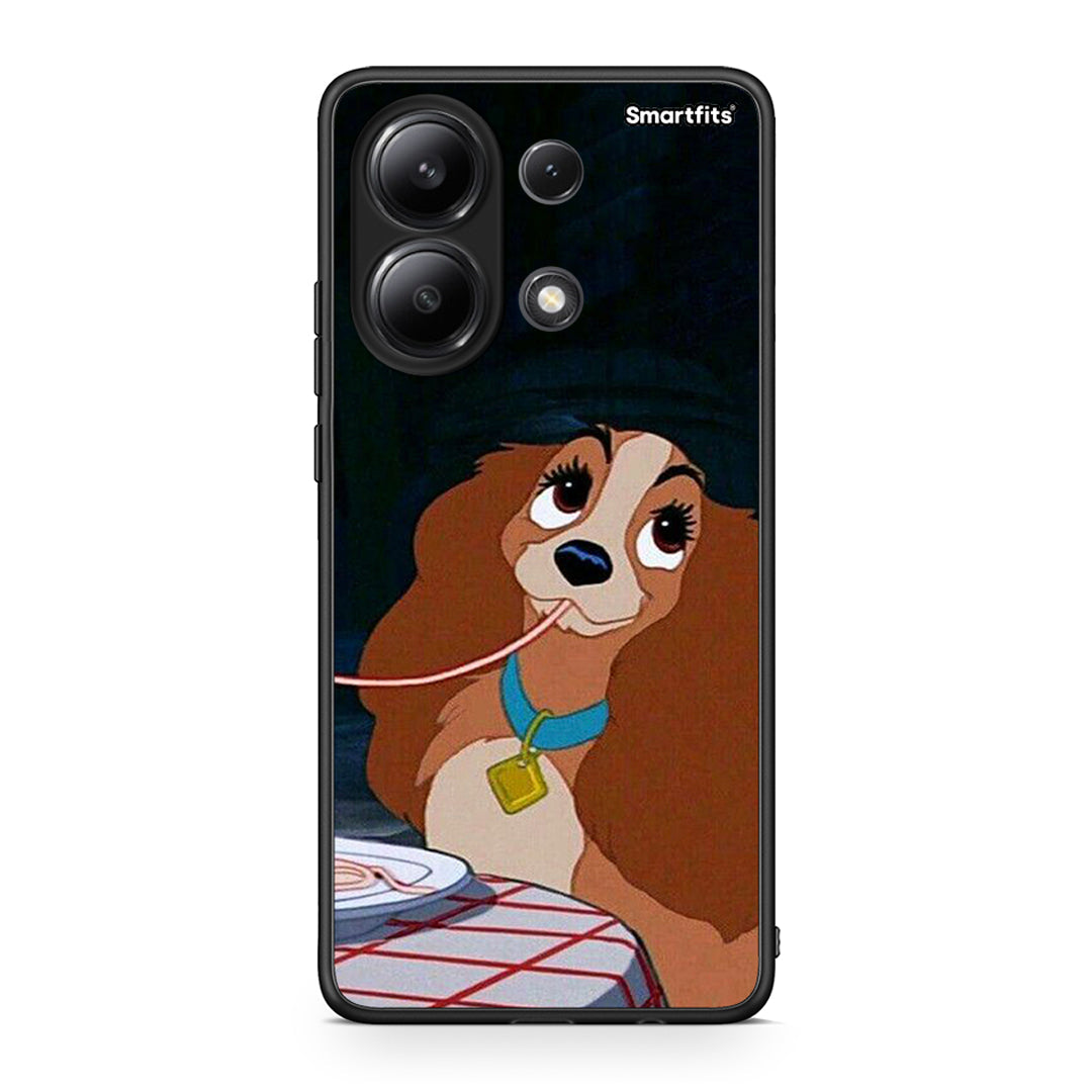 Xiaomi Redmi Note 13 4G Lady And Tramp 2 Θήκη Αγίου Βαλεντίνου από τη Smartfits με σχέδιο στο πίσω μέρος και μαύρο περίβλημα | Smartphone case with colorful back and black bezels by Smartfits