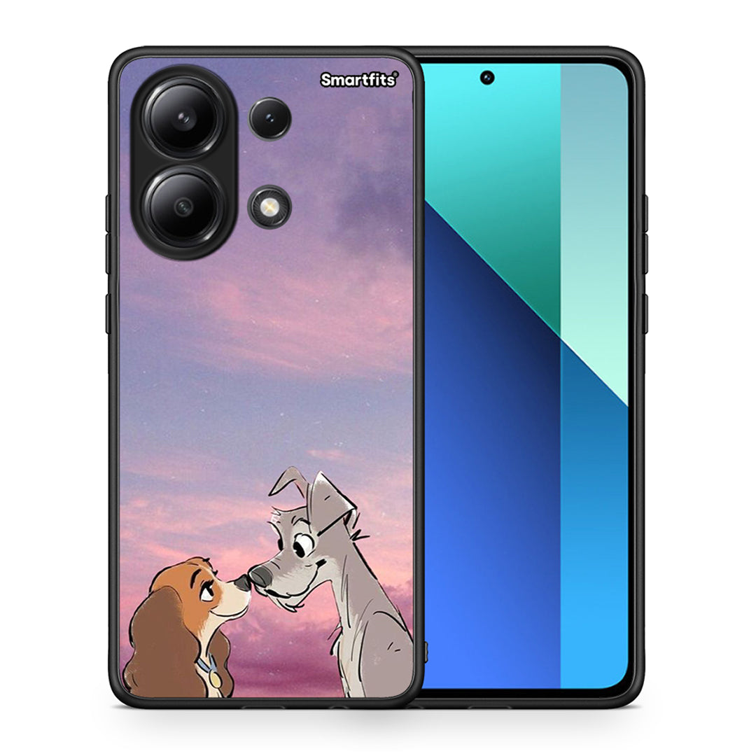 Θήκη Xiaomi Redmi Note 13 4G Lady And Tramp από τη Smartfits με σχέδιο στο πίσω μέρος και μαύρο περίβλημα | Xiaomi Redmi Note 13 4G Lady And Tramp case with colorful back and black bezels