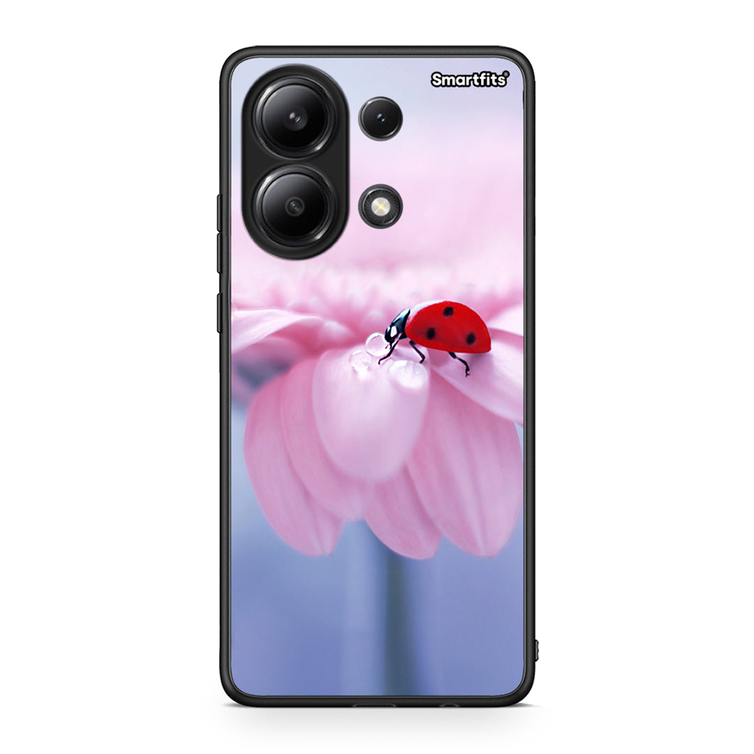 Xiaomi Redmi Note 13 4G Ladybug Flower θήκη από τη Smartfits με σχέδιο στο πίσω μέρος και μαύρο περίβλημα | Smartphone case with colorful back and black bezels by Smartfits