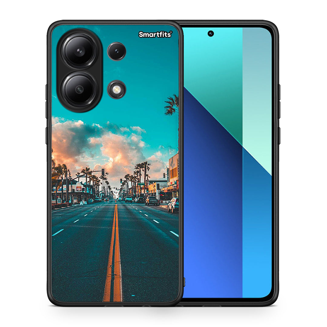 Θήκη Xiaomi Redmi Note 13 4G City Landscape από τη Smartfits με σχέδιο στο πίσω μέρος και μαύρο περίβλημα | Xiaomi Redmi Note 13 4G City Landscape case with colorful back and black bezels