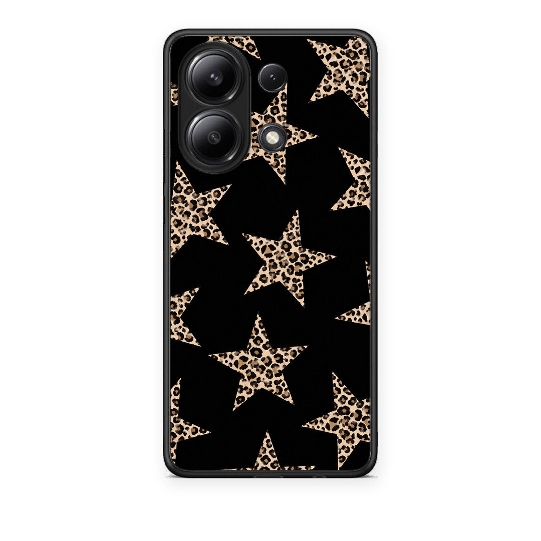 Θήκη Xiaomi Redmi Note 13 4G Leopard Stars on Black από τη Smartfits με σχέδιο στο πίσω μέρος και μαύρο περίβλημα | Xiaomi Redmi Note 13 4G Leopard Stars on Black case with colorful back and black bezels