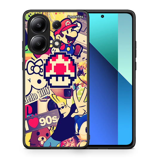 Θήκη Xiaomi Redmi Note 13 4G Love The 90s από τη Smartfits με σχέδιο στο πίσω μέρος και μαύρο περίβλημα | Xiaomi Redmi Note 13 4G Love The 90s case with colorful back and black bezels