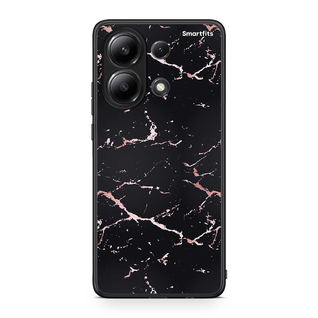 4 - Xiaomi Redmi Note 13 4G Black Rosegold Marble case, cover, bumper