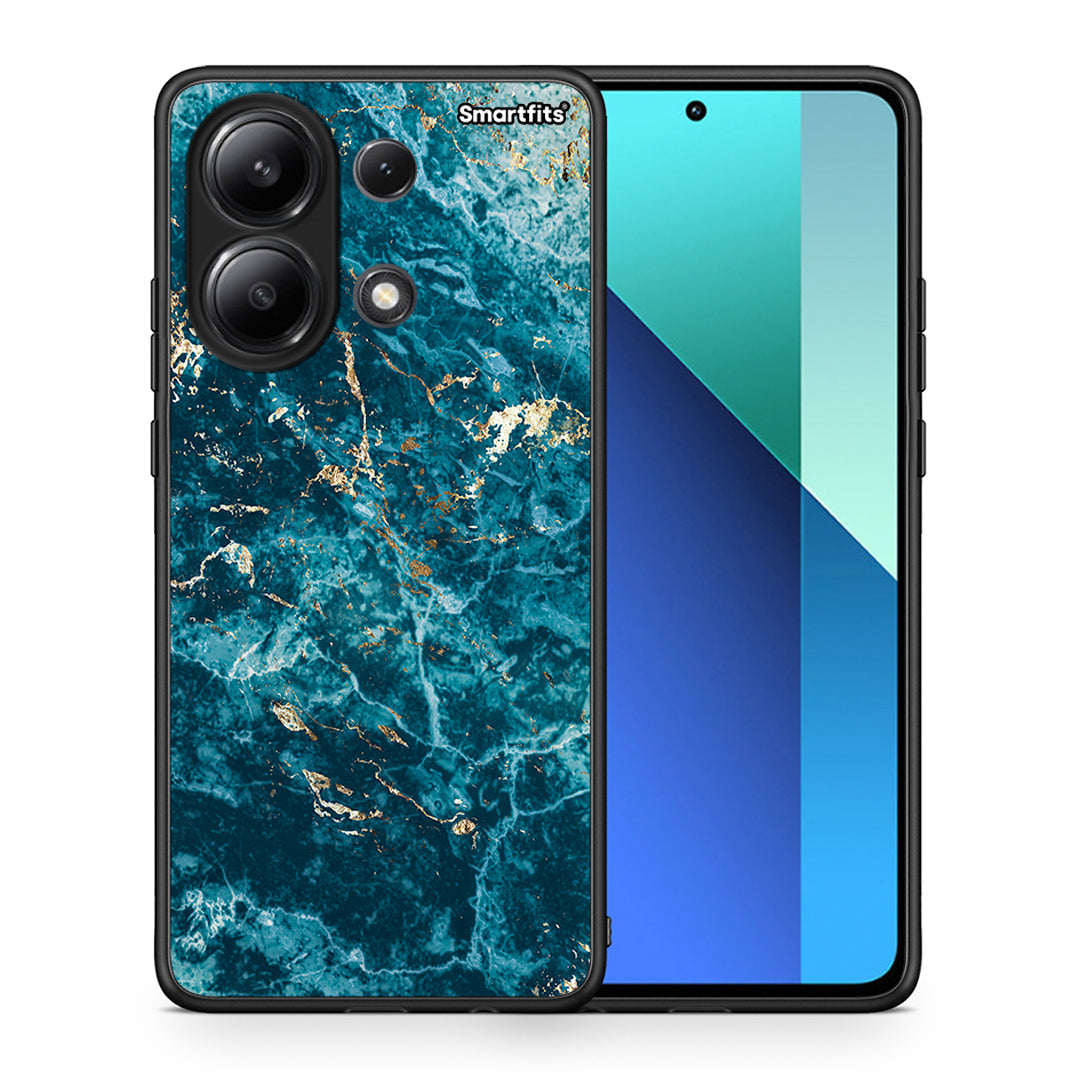 Θήκη Xiaomi Redmi Note 13 4G Marble Blue από τη Smartfits με σχέδιο στο πίσω μέρος και μαύρο περίβλημα | Xiaomi Redmi Note 13 4G Marble Blue case with colorful back and black bezels