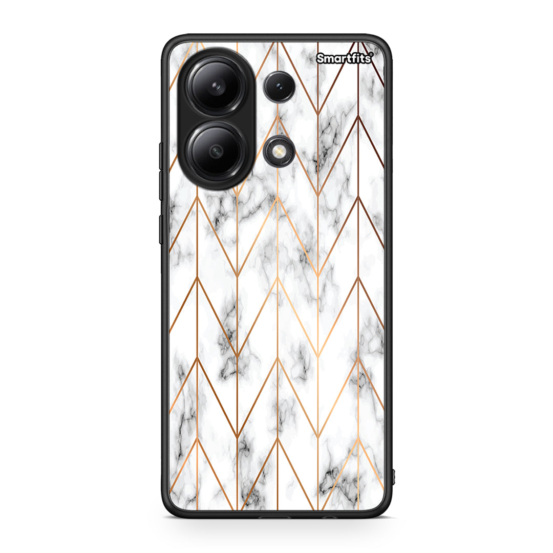 44 - Xiaomi Redmi Note 13 4G Gold Geometric Marble case, cover, bumper