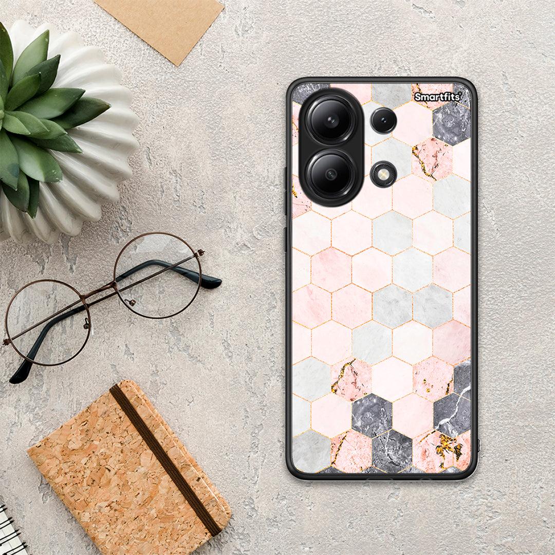 Marble Hexagon Pink - Xiaomi Redmi Note 13 4G θήκη