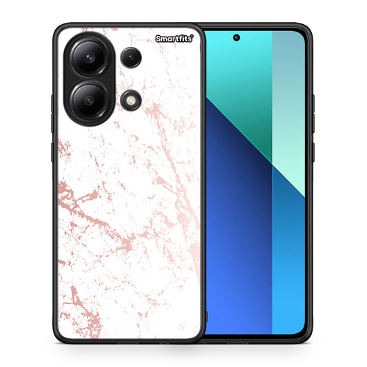 Θήκη Xiaomi Redmi Note 13 4G Pink Splash Marble από τη Smartfits με σχέδιο στο πίσω μέρος και μαύρο περίβλημα | Xiaomi Redmi Note 13 4G Pink Splash Marble case with colorful back and black bezels