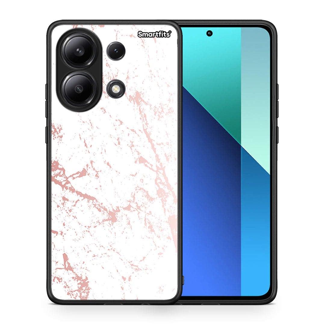 Θήκη Xiaomi Redmi Note 13 4G Pink Splash Marble από τη Smartfits με σχέδιο στο πίσω μέρος και μαύρο περίβλημα | Xiaomi Redmi Note 13 4G Pink Splash Marble case with colorful back and black bezels