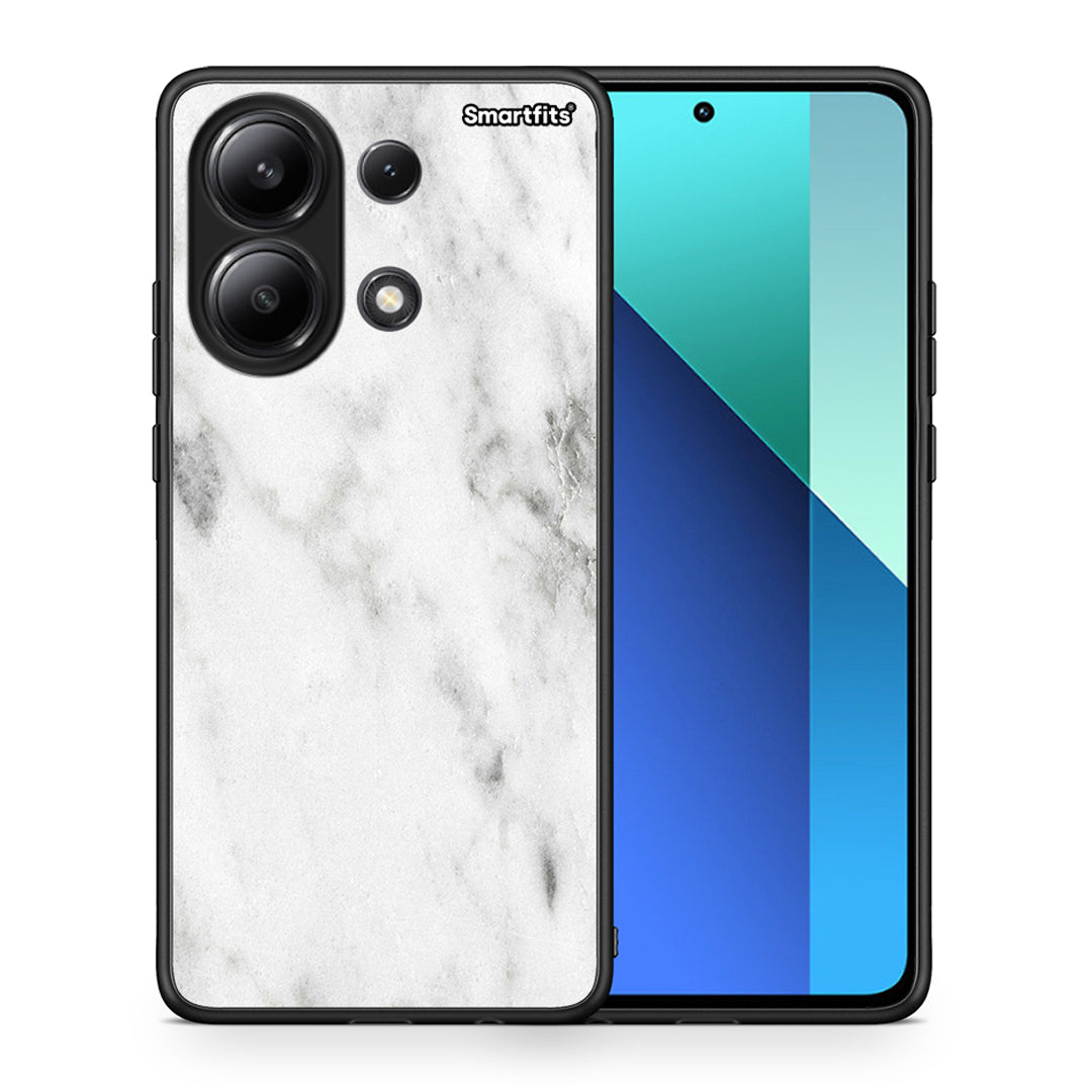 Θήκη Xiaomi Redmi Note 13 4G White Marble από τη Smartfits με σχέδιο στο πίσω μέρος και μαύρο περίβλημα | Xiaomi Redmi Note 13 4G White Marble case with colorful back and black bezels