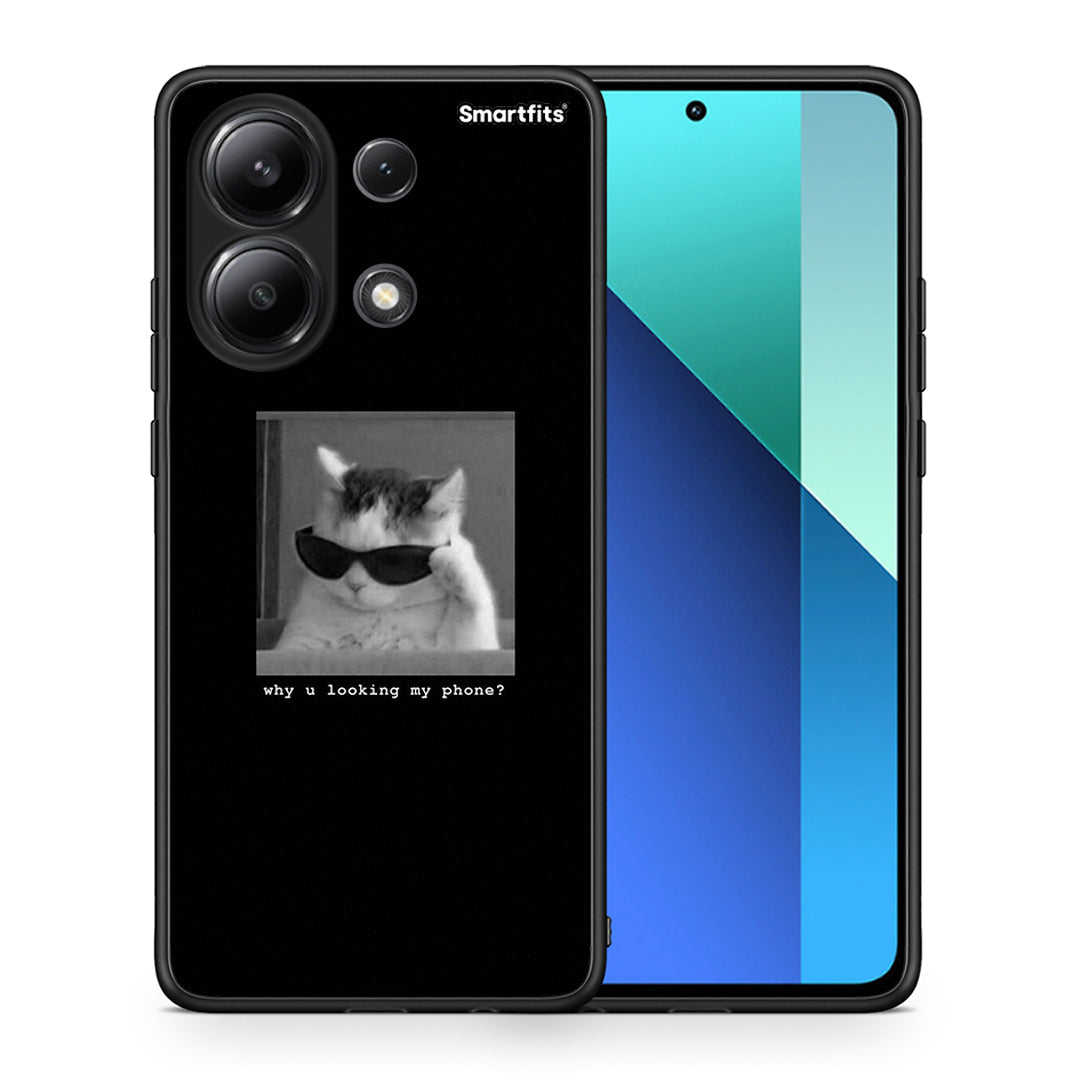 Θήκη Xiaomi Redmi Note 13 4G Meme Cat από τη Smartfits με σχέδιο στο πίσω μέρος και μαύρο περίβλημα | Xiaomi Redmi Note 13 4G Meme Cat case with colorful back and black bezels