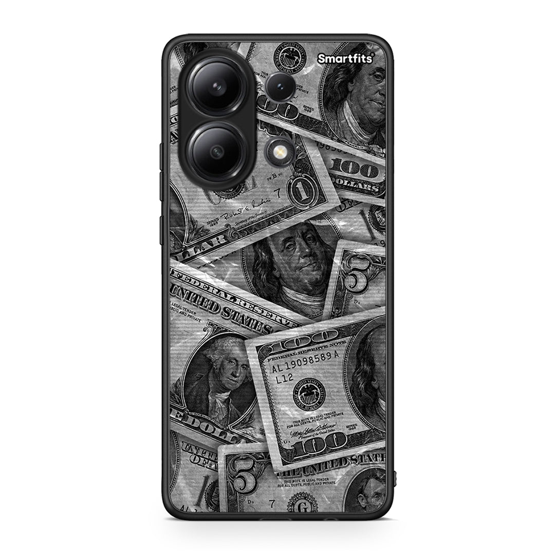 Xiaomi Redmi Note 13 4G Money Dollars θήκη από τη Smartfits με σχέδιο στο πίσω μέρος και μαύρο περίβλημα | Smartphone case with colorful back and black bezels by Smartfits