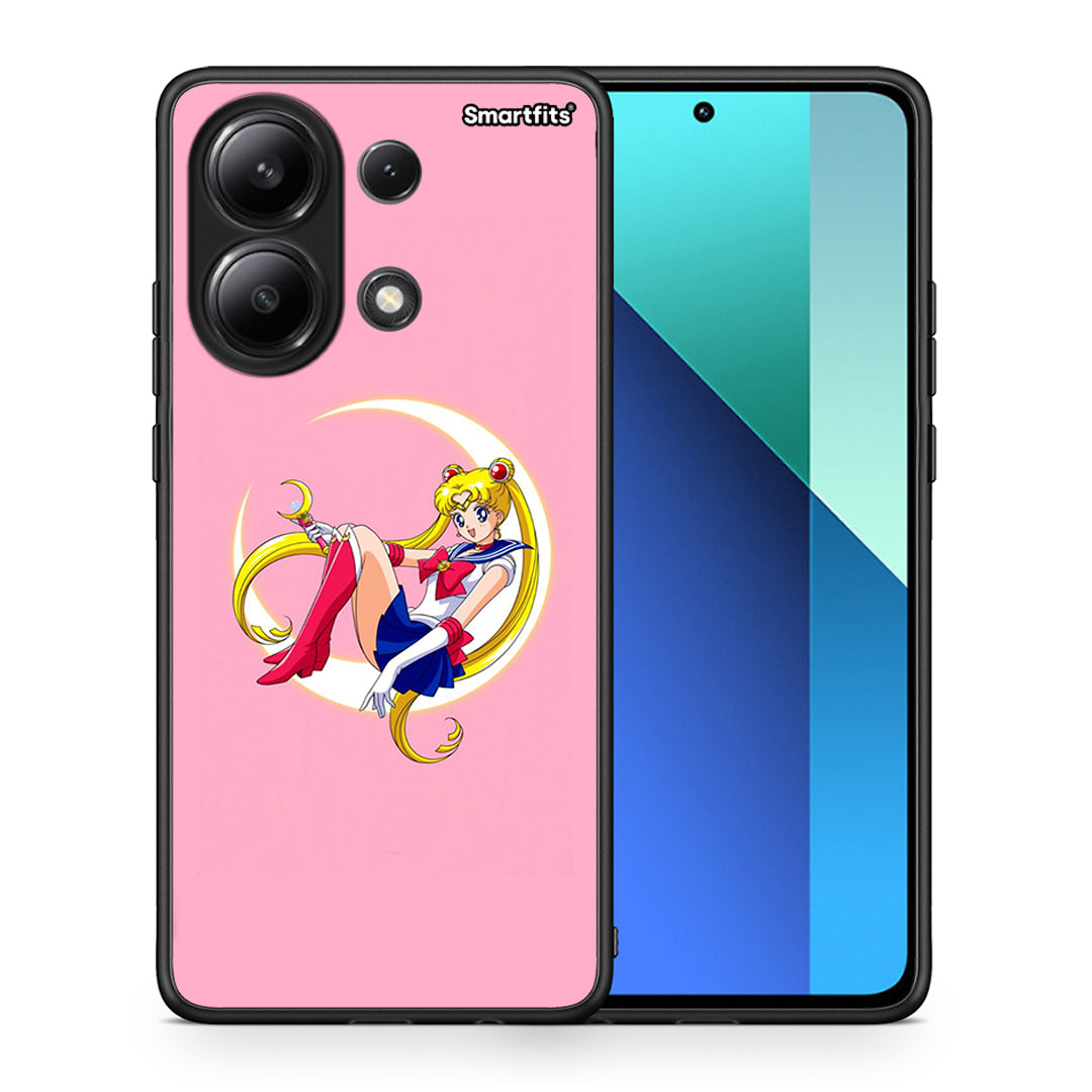 Θήκη Xiaomi Redmi Note 13 4G Moon Girl από τη Smartfits με σχέδιο στο πίσω μέρος και μαύρο περίβλημα | Xiaomi Redmi Note 13 4G Moon Girl case with colorful back and black bezels