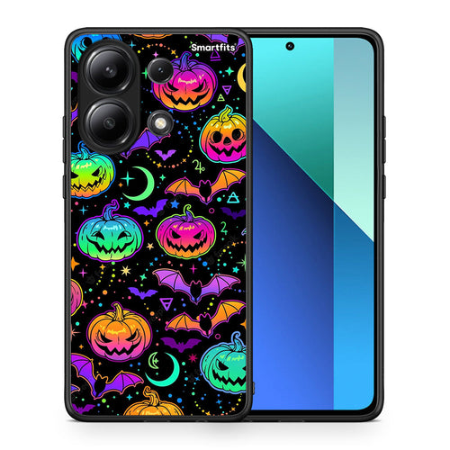 Θήκη Xiaomi Redmi Note 13 4G Neon Halloween από τη Smartfits με σχέδιο στο πίσω μέρος και μαύρο περίβλημα | Xiaomi Redmi Note 13 4G Neon Halloween case with colorful back and black bezels