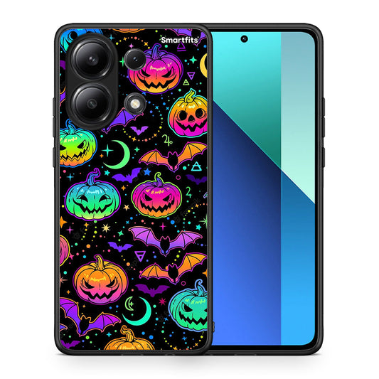 Θήκη Xiaomi Redmi Note 13 4G Neon Halloween από τη Smartfits με σχέδιο στο πίσω μέρος και μαύρο περίβλημα | Xiaomi Redmi Note 13 4G Neon Halloween case with colorful back and black bezels