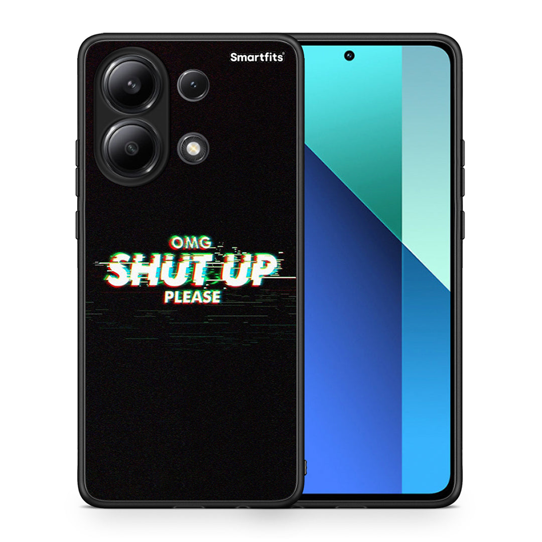 Θήκη Xiaomi Redmi Note 13 4G OMG ShutUp από τη Smartfits με σχέδιο στο πίσω μέρος και μαύρο περίβλημα | Xiaomi Redmi Note 13 4G OMG ShutUp case with colorful back and black bezels