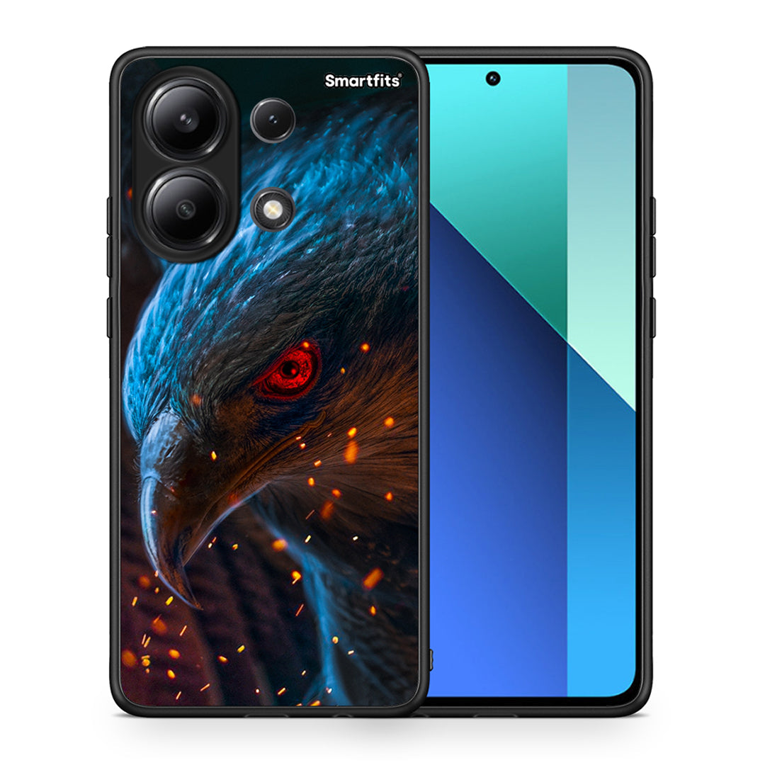 Θήκη Xiaomi Redmi Note 13 4G Eagle PopArt από τη Smartfits με σχέδιο στο πίσω μέρος και μαύρο περίβλημα | Xiaomi Redmi Note 13 4G Eagle PopArt case with colorful back and black bezels