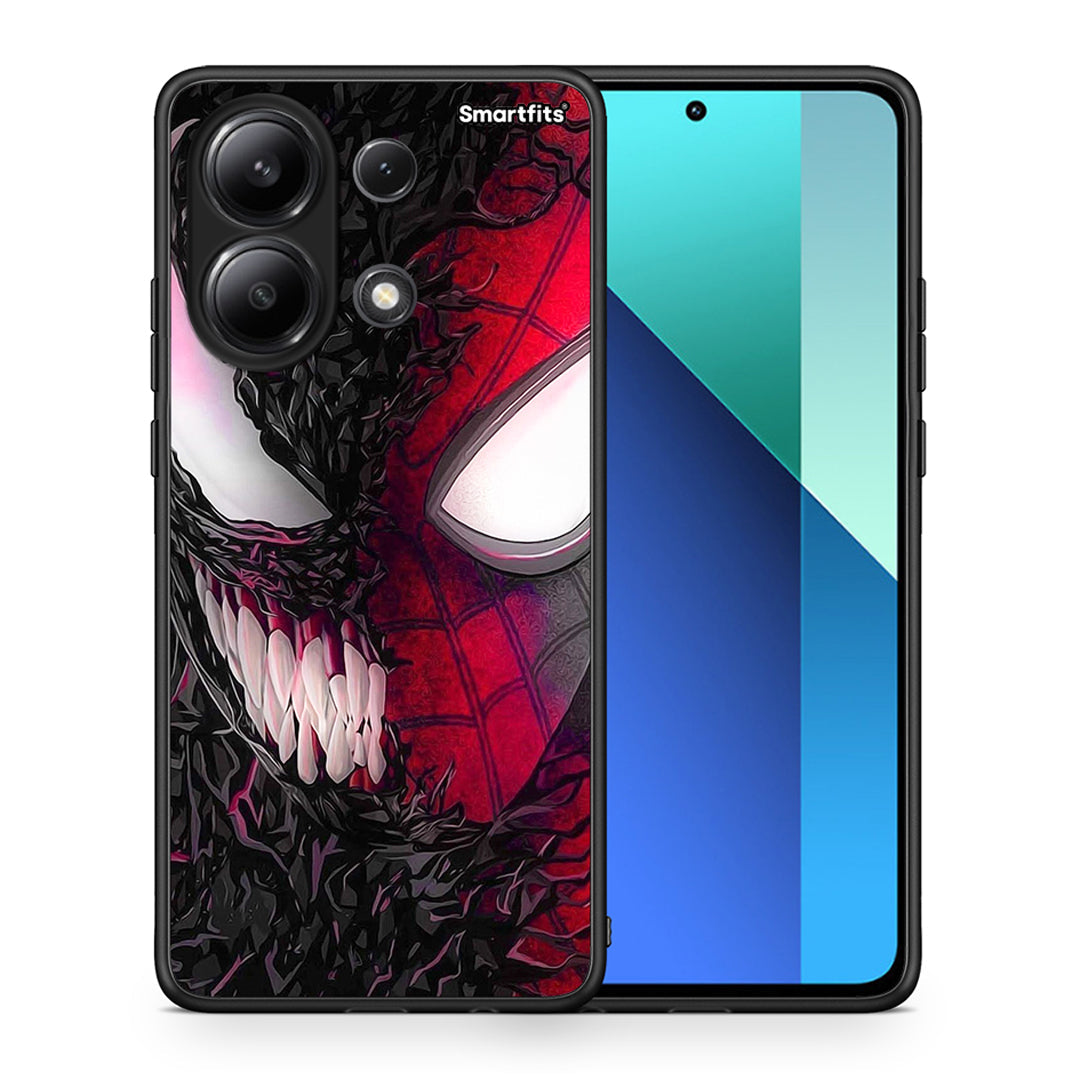 Θήκη Xiaomi Redmi Note 13 4G SpiderVenom PopArt από τη Smartfits με σχέδιο στο πίσω μέρος και μαύρο περίβλημα | Xiaomi Redmi Note 13 4G SpiderVenom PopArt case with colorful back and black bezels