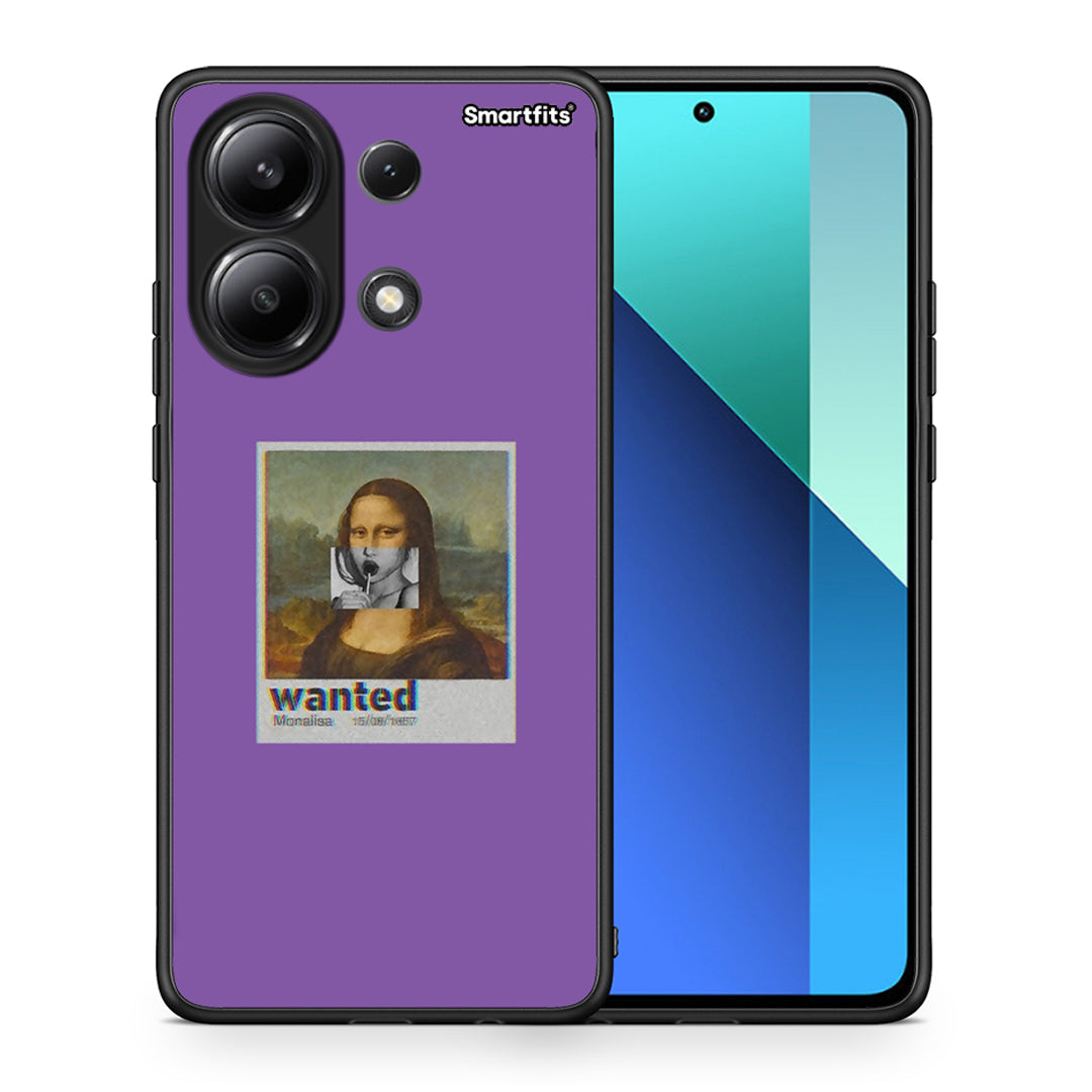 Θήκη Xiaomi Redmi Note 13 4G Monalisa Popart από τη Smartfits με σχέδιο στο πίσω μέρος και μαύρο περίβλημα | Xiaomi Redmi Note 13 4G Monalisa Popart case with colorful back and black bezels