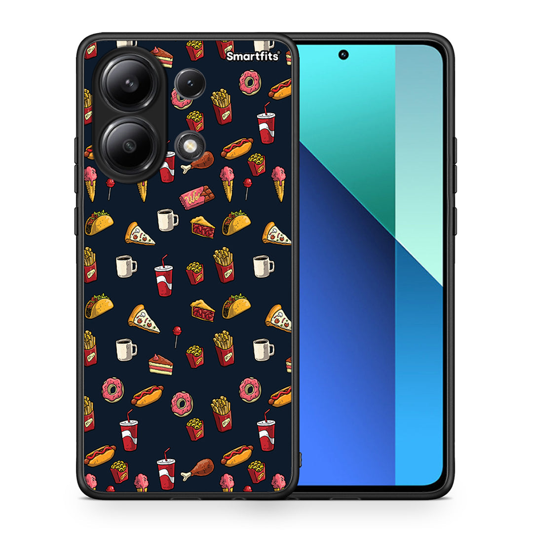 Θήκη Xiaomi Redmi Note 13 4G Hungry Random από τη Smartfits με σχέδιο στο πίσω μέρος και μαύρο περίβλημα | Xiaomi Redmi Note 13 4G Hungry Random case with colorful back and black bezels