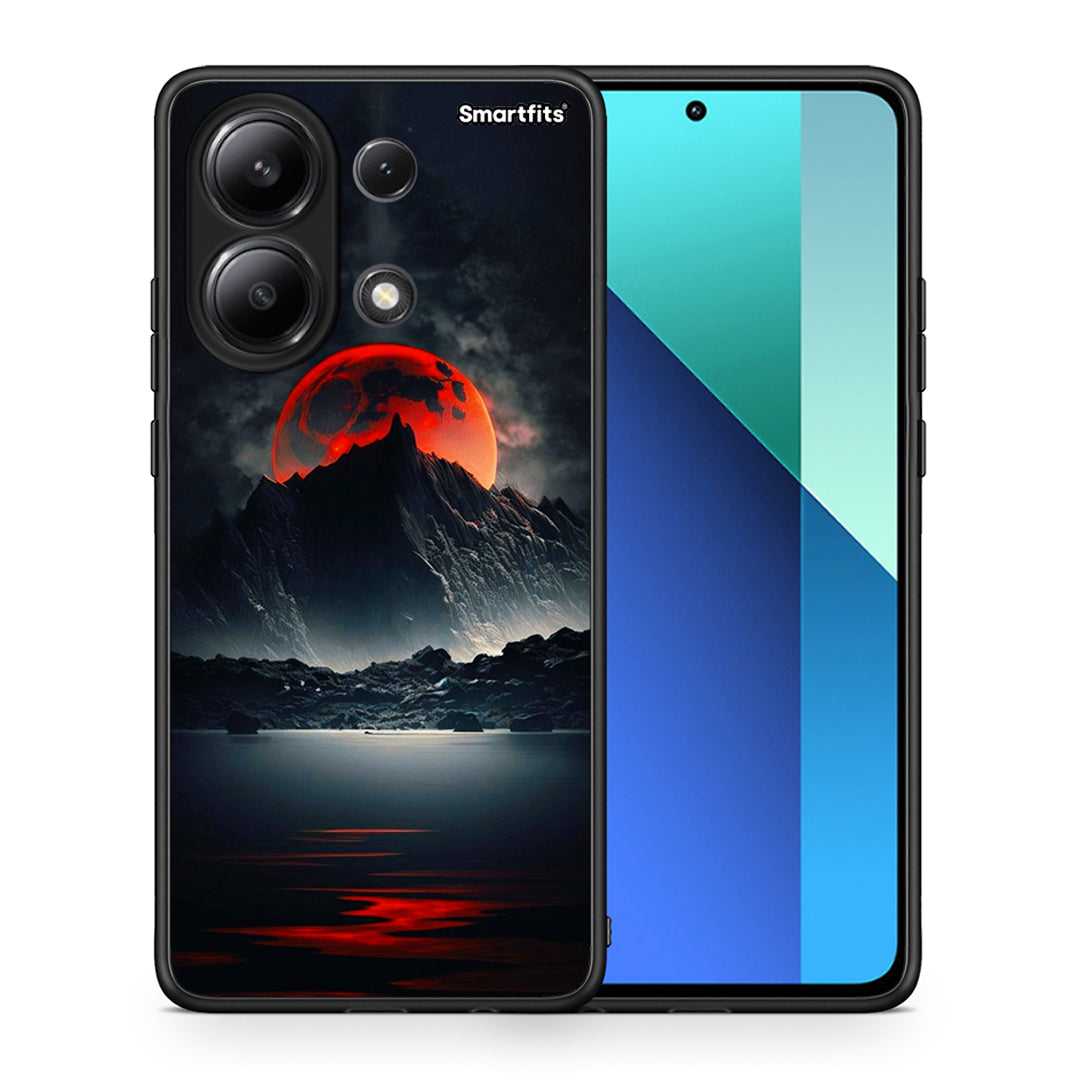 Θήκη Xiaomi Redmi Note 13 4G Red Full Moon από τη Smartfits με σχέδιο στο πίσω μέρος και μαύρο περίβλημα | Xiaomi Redmi Note 13 4G Red Full Moon case with colorful back and black bezels