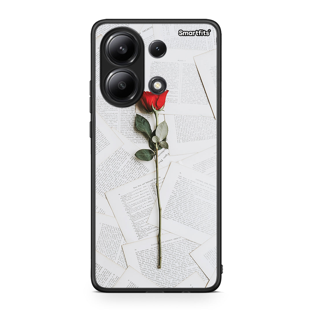 Xiaomi Redmi Note 13 4G Red Rose θήκη από τη Smartfits με σχέδιο στο πίσω μέρος και μαύρο περίβλημα | Smartphone case with colorful back and black bezels by Smartfits