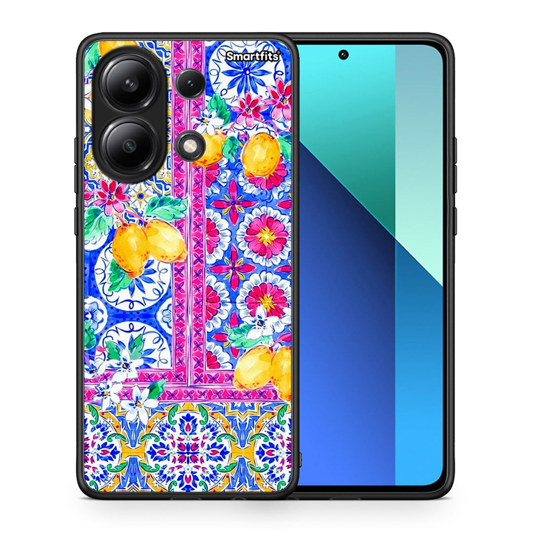 Θήκη Xiaomi Redmi Note 13 4G Retro Spring από τη Smartfits με σχέδιο στο πίσω μέρος και μαύρο περίβλημα | Xiaomi Redmi Note 13 4G Retro Spring case with colorful back and black bezels