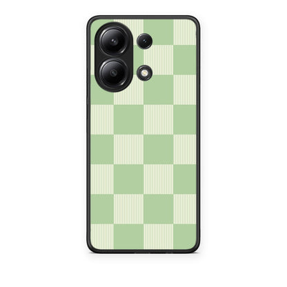 Θήκη Xiaomi Redmi Note 13 4G Sage and Cream Striped Checks από τη Smartfits με σχέδιο στο πίσω μέρος και μαύρο περίβλημα | Xiaomi Redmi Note 13 4G Sage and Cream Striped Checks case with colorful back and black bezels
