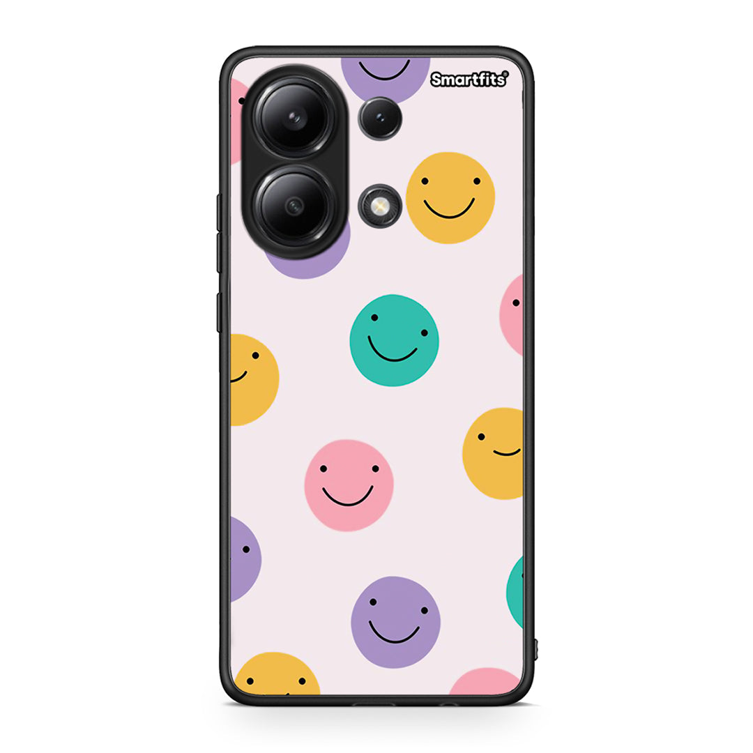 Xiaomi Redmi Note 13 4G Smiley Faces θήκη από τη Smartfits με σχέδιο στο πίσω μέρος και μαύρο περίβλημα | Smartphone case with colorful back and black bezels by Smartfits