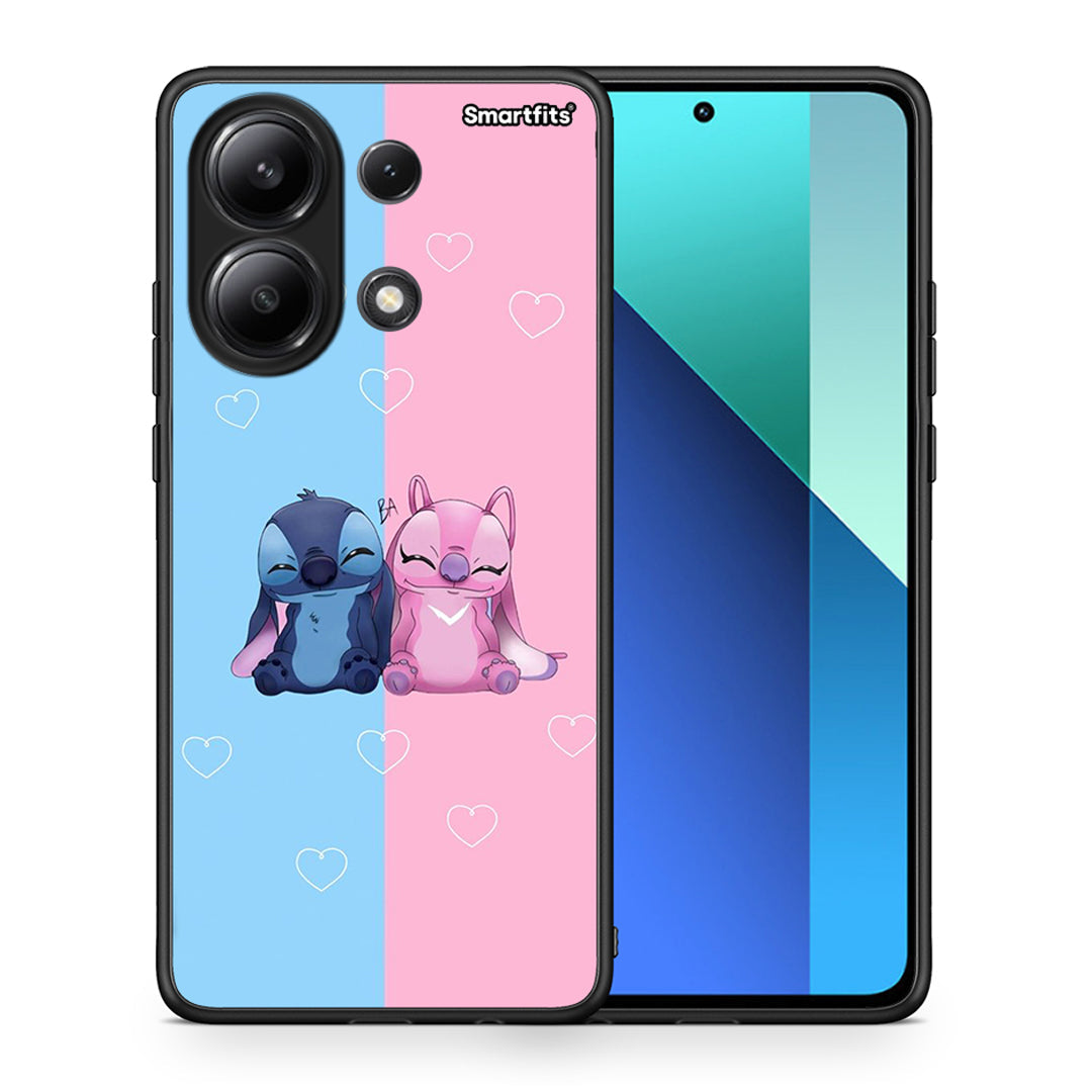 Θήκη Xiaomi Redmi Note 13 4G Stitch And Angel από τη Smartfits με σχέδιο στο πίσω μέρος και μαύρο περίβλημα | Xiaomi Redmi Note 13 4G Stitch And Angel case with colorful back and black bezels