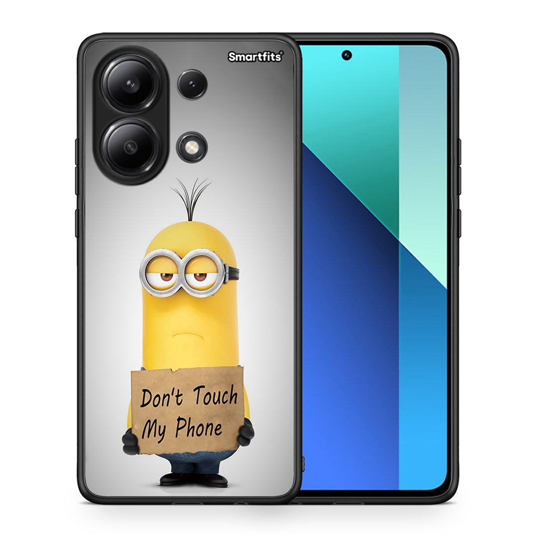 Θήκη Xiaomi Redmi Note 13 4G Minion Text από τη Smartfits με σχέδιο στο πίσω μέρος και μαύρο περίβλημα | Xiaomi Redmi Note 13 4G Minion Text case with colorful back and black bezels