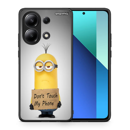 Θήκη Xiaomi Redmi Note 13 4G Minion Text από τη Smartfits με σχέδιο στο πίσω μέρος και μαύρο περίβλημα | Xiaomi Redmi Note 13 4G Minion Text case with colorful back and black bezels