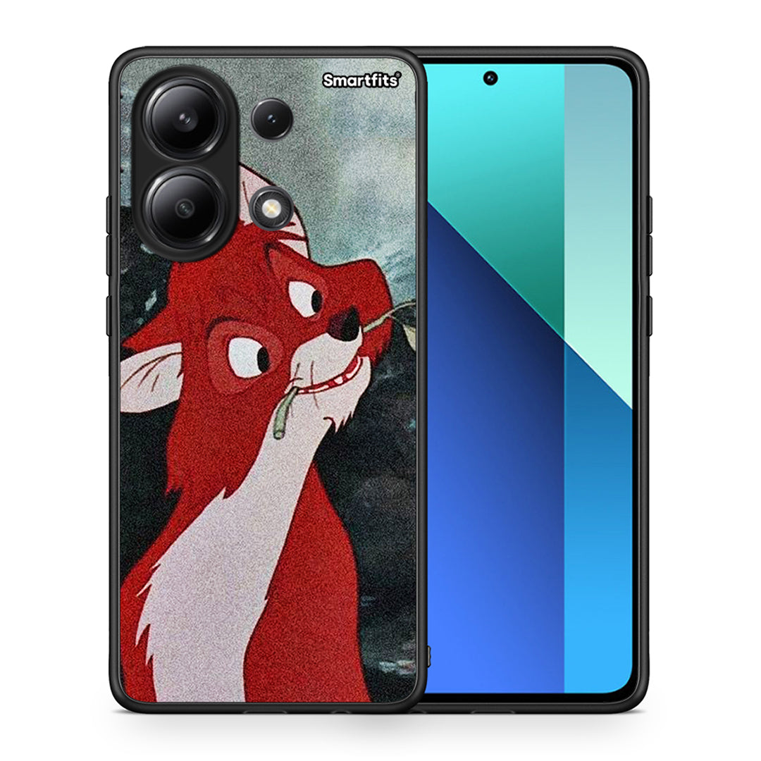 Θήκη Xiaomi Redmi Note 13 4G Tod And Vixey Love 1 από τη Smartfits με σχέδιο στο πίσω μέρος και μαύρο περίβλημα | Xiaomi Redmi Note 13 4G Tod And Vixey Love 1 case with colorful back and black bezels