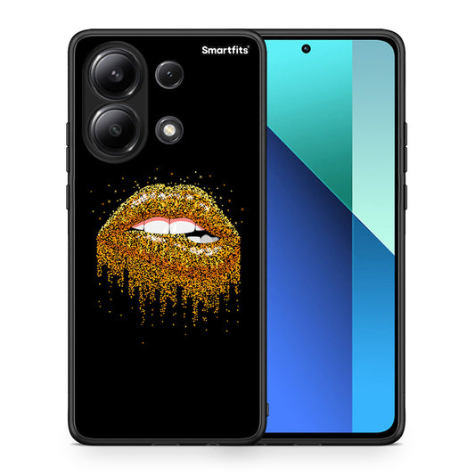 Θήκη Xiaomi Redmi Note 13 4G Golden Valentine από τη Smartfits με σχέδιο στο πίσω μέρος και μαύρο περίβλημα | Xiaomi Redmi Note 13 4G Golden Valentine case with colorful back and black bezels