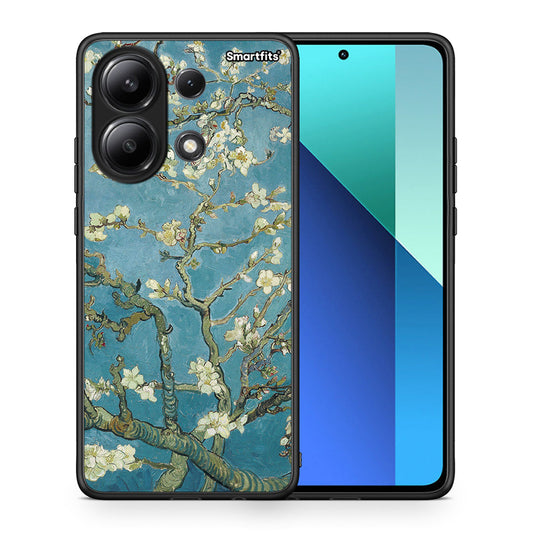 Θήκη Xiaomi Redmi Note 13 4G White Blossoms από τη Smartfits με σχέδιο στο πίσω μέρος και μαύρο περίβλημα | Xiaomi Redmi Note 13 4G White Blossoms case with colorful back and black bezels