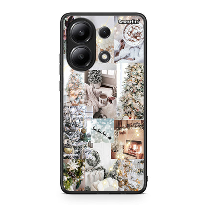 Xiaomi Redmi Note 13 4G White Christmas θήκη από τη Smartfits με σχέδιο στο πίσω μέρος και μαύρο περίβλημα | Smartphone case with colorful back and black bezels by Smartfits