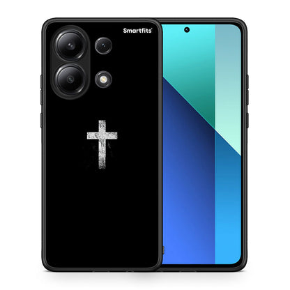 Θήκη Xiaomi Redmi Note 13 4G White Cross από τη Smartfits με σχέδιο στο πίσω μέρος και μαύρο περίβλημα | Xiaomi Redmi Note 13 4G White Cross case with colorful back and black bezels