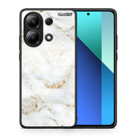 Thumbnail for Θήκη Xiaomi Redmi Note 13 4G White Gold Marble από τη Smartfits με σχέδιο στο πίσω μέρος και μαύρο περίβλημα | Xiaomi Redmi Note 13 4G White Gold Marble case with colorful back and black bezels