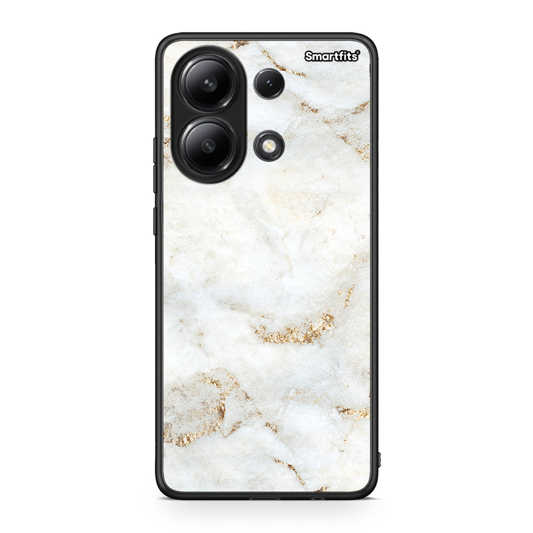 Xiaomi Redmi Note 13 4G White Gold Marble θήκη από τη Smartfits με σχέδιο στο πίσω μέρος και μαύρο περίβλημα | Smartphone case with colorful back and black bezels by Smartfits