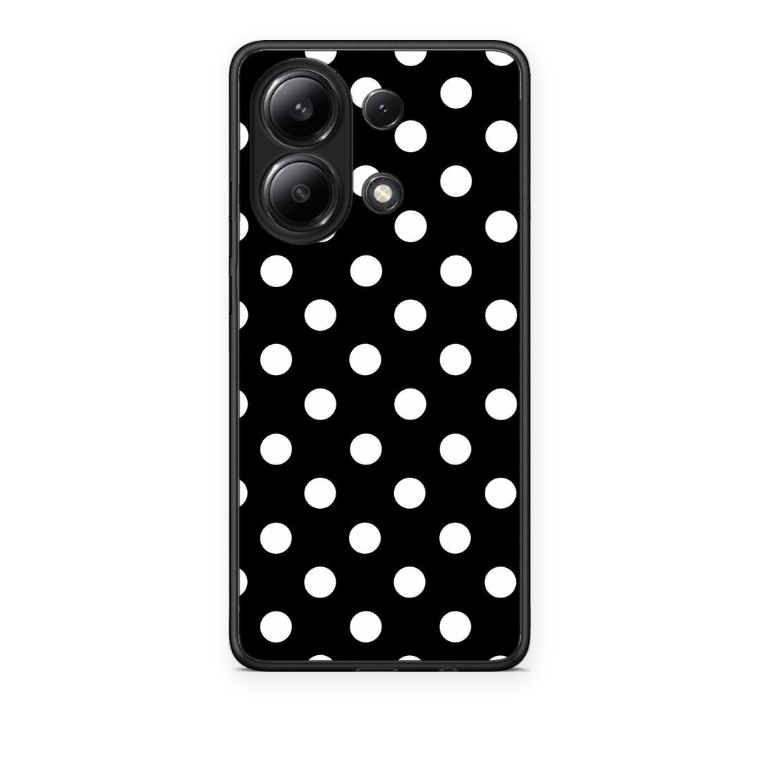 Θήκη Xiaomi Redmi Note 13 4G White Polka Dots on Black από τη Smartfits με σχέδιο στο πίσω μέρος και μαύρο περίβλημα | Xiaomi Redmi Note 13 4G White Polka Dots on Black case with colorful back and black bezels