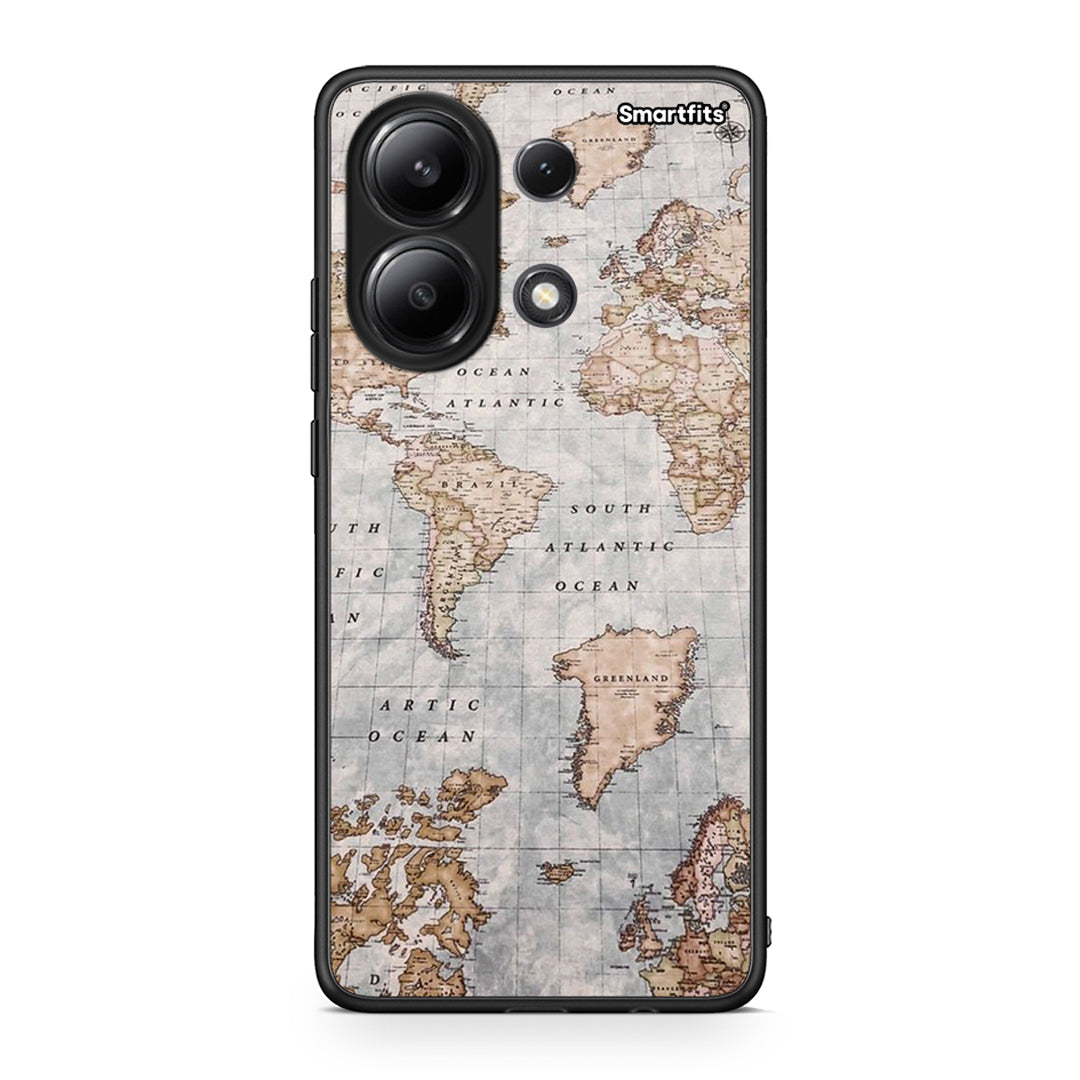 Xiaomi Redmi Note 13 4G World Map Θήκη από τη Smartfits με σχέδιο στο πίσω μέρος και μαύρο περίβλημα | Smartphone case with colorful back and black bezels by Smartfits