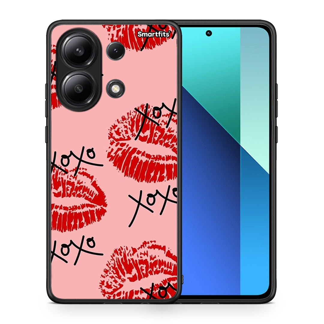 Θήκη Xiaomi Redmi Note 13 4G XOXO Lips από τη Smartfits με σχέδιο στο πίσω μέρος και μαύρο περίβλημα | Xiaomi Redmi Note 13 4G XOXO Lips case with colorful back and black bezels