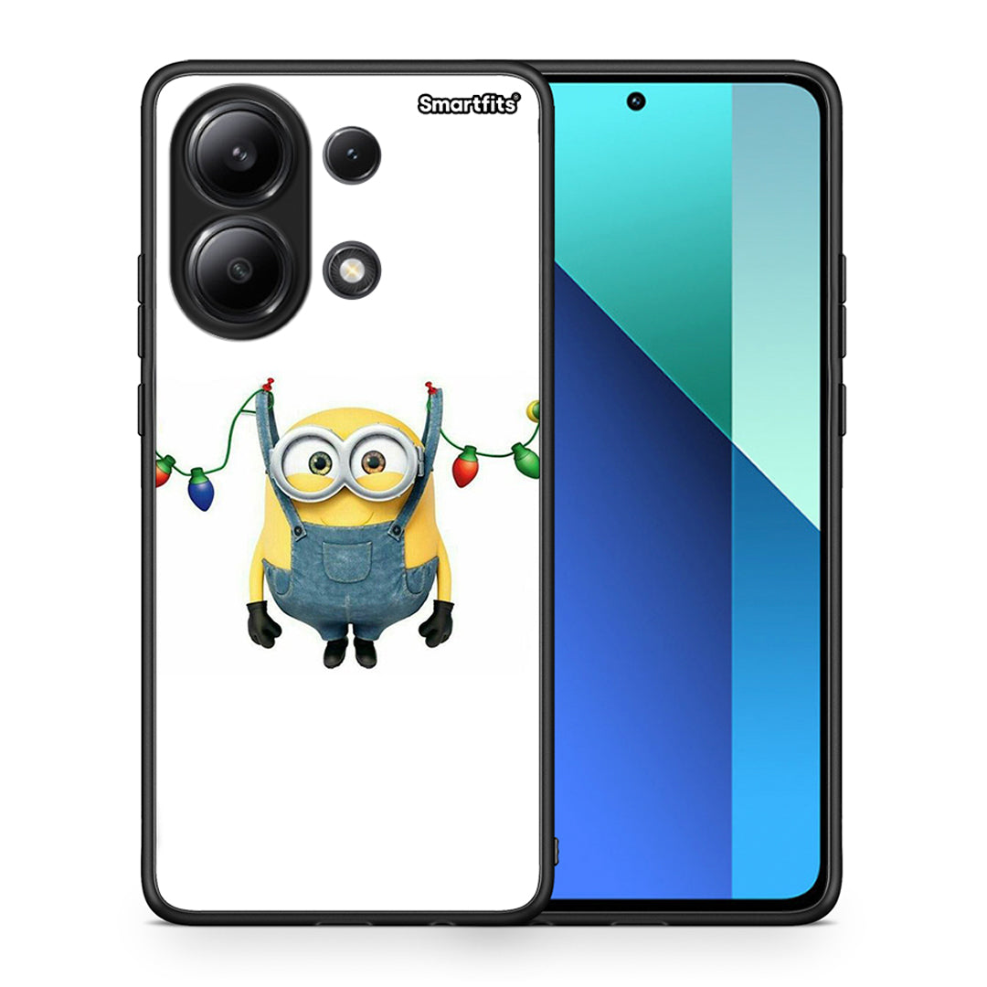 Θήκη Xiaomi Redmi Note 13 4G Xmas Minion Lights από τη Smartfits με σχέδιο στο πίσω μέρος και μαύρο περίβλημα | Xiaomi Redmi Note 13 4G Xmas Minion Lights case with colorful back and black bezels