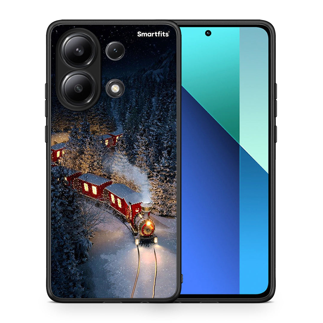 Θήκη Xiaomi Redmi Note 13 4G Xmas Train από τη Smartfits με σχέδιο στο πίσω μέρος και μαύρο περίβλημα | Xiaomi Redmi Note 13 4G Xmas Train case with colorful back and black bezels