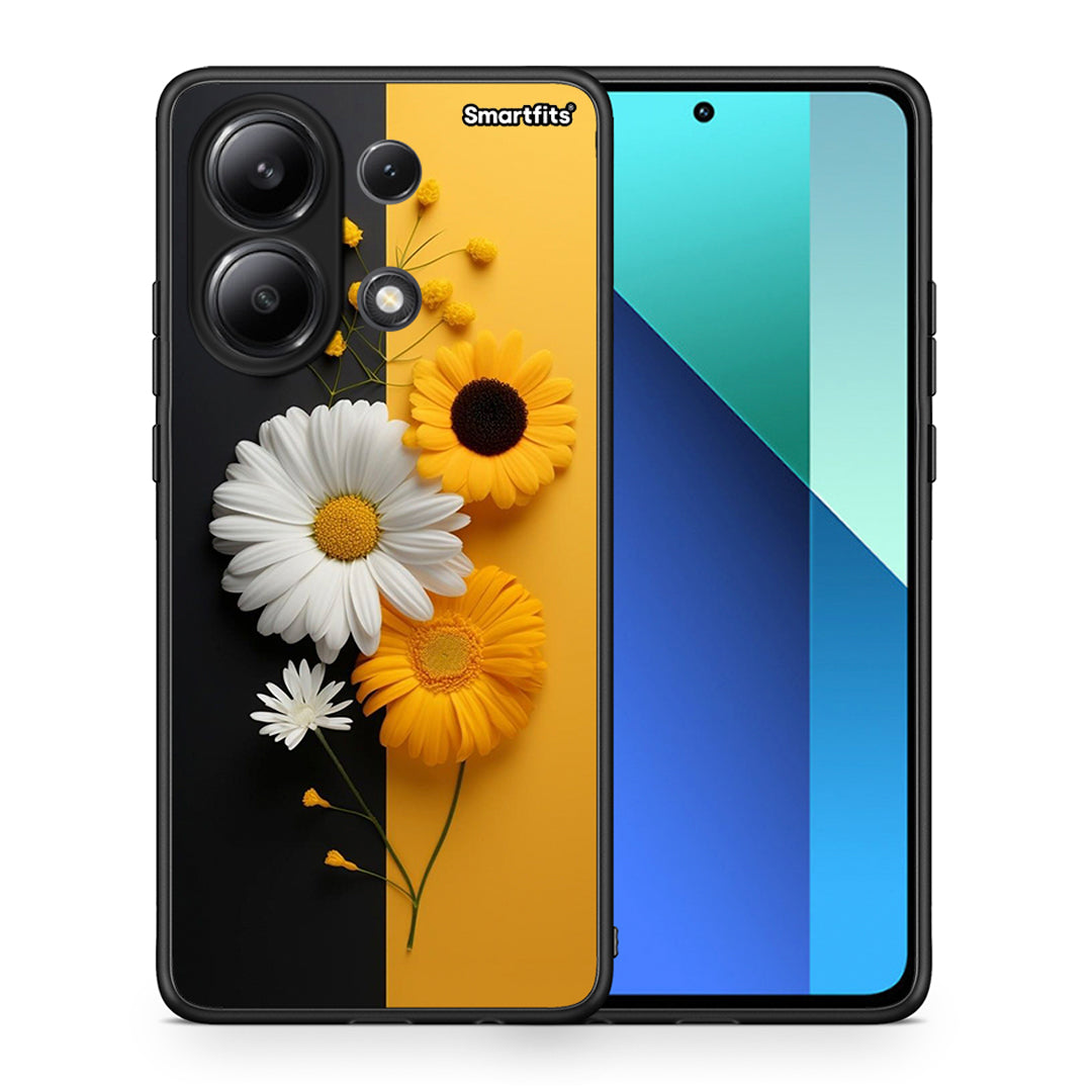 Θήκη Xiaomi Redmi Note 13 4G Yellow Daisies από τη Smartfits με σχέδιο στο πίσω μέρος και μαύρο περίβλημα | Xiaomi Redmi Note 13 4G Yellow Daisies case with colorful back and black bezels