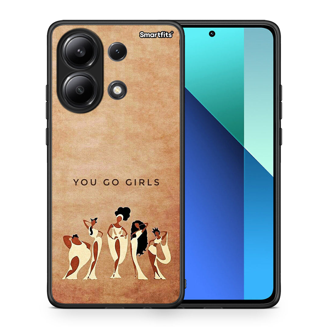 Θήκη Xiaomi Redmi Note 13 4G You Go Girl από τη Smartfits με σχέδιο στο πίσω μέρος και μαύρο περίβλημα | Xiaomi Redmi Note 13 4G You Go Girl case with colorful back and black bezels