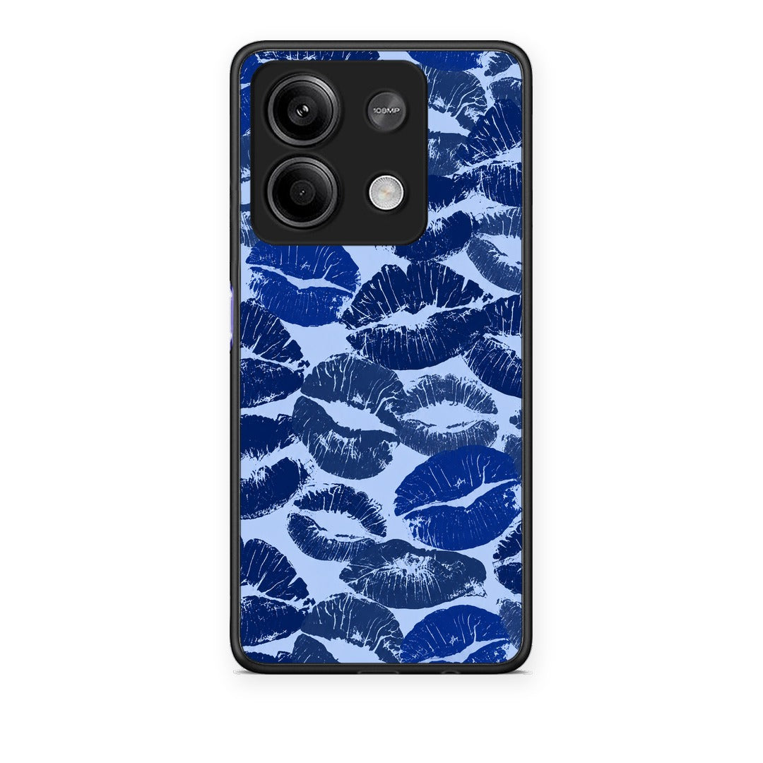 Θήκη Xiaomi Redmi Note 13 5G Blue Lipstick Kisses από τη Smartfits με σχέδιο στο πίσω μέρος και μαύρο περίβλημα | Xiaomi Redmi Note 13 5G Blue Lipstick Kisses case with colorful back and black bezels