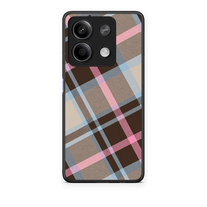 Θήκη Xiaomi Redmi Note 13 5G Brown Pink and Blue Diagonal Plaid από τη Smartfits με σχέδιο στο πίσω μέρος και μαύρο περίβλημα | Xiaomi Redmi Note 13 5G Brown Pink and Blue Diagonal Plaid case with colorful back and black bezels