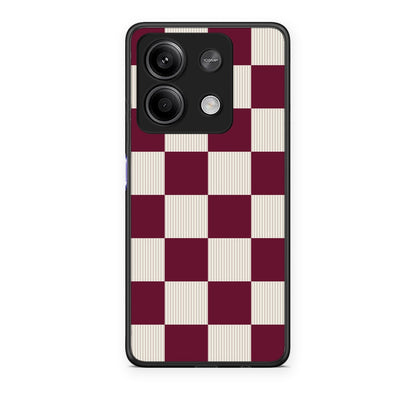 Θήκη Xiaomi Redmi Note 13 5G Burgundy and Cream Striped Checks από τη Smartfits με σχέδιο στο πίσω μέρος και μαύρο περίβλημα | Xiaomi Redmi Note 13 5G Burgundy and Cream Striped Checks case with colorful back and black bezels