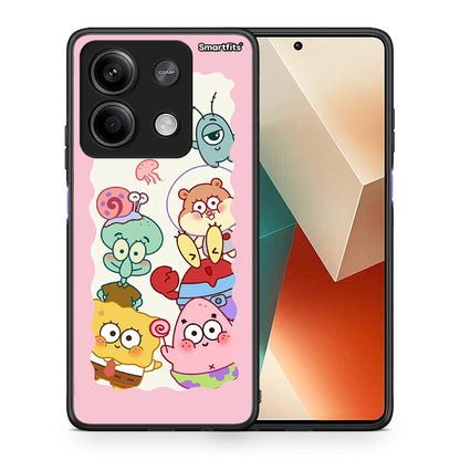 Θήκη Xiaomi Redmi Note 13 5G Cute Companion από τη Smartfits με σχέδιο στο πίσω μέρος και μαύρο περίβλημα | Xiaomi Redmi Note 13 5G Cute Companion case with colorful back and black bezels